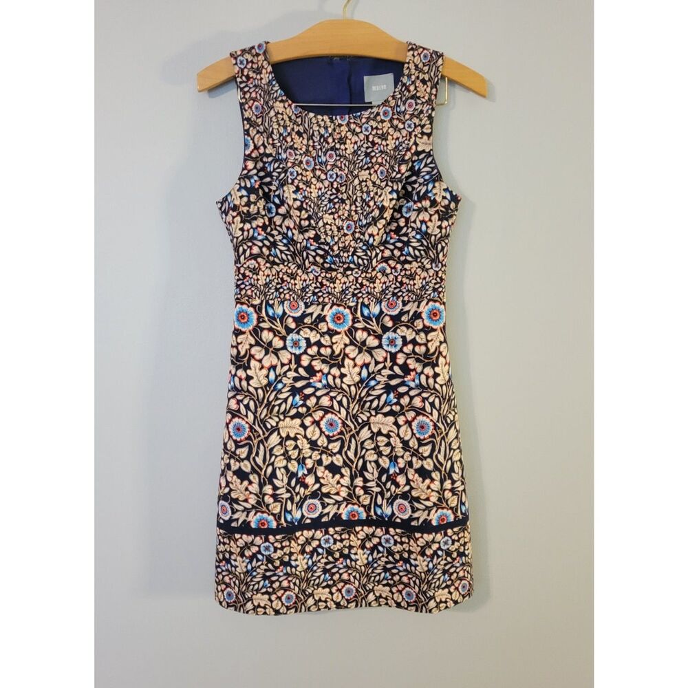 Maeve Anthropologie Blue Floral Sleeveless Fully Lined Sheath Dress Size 0